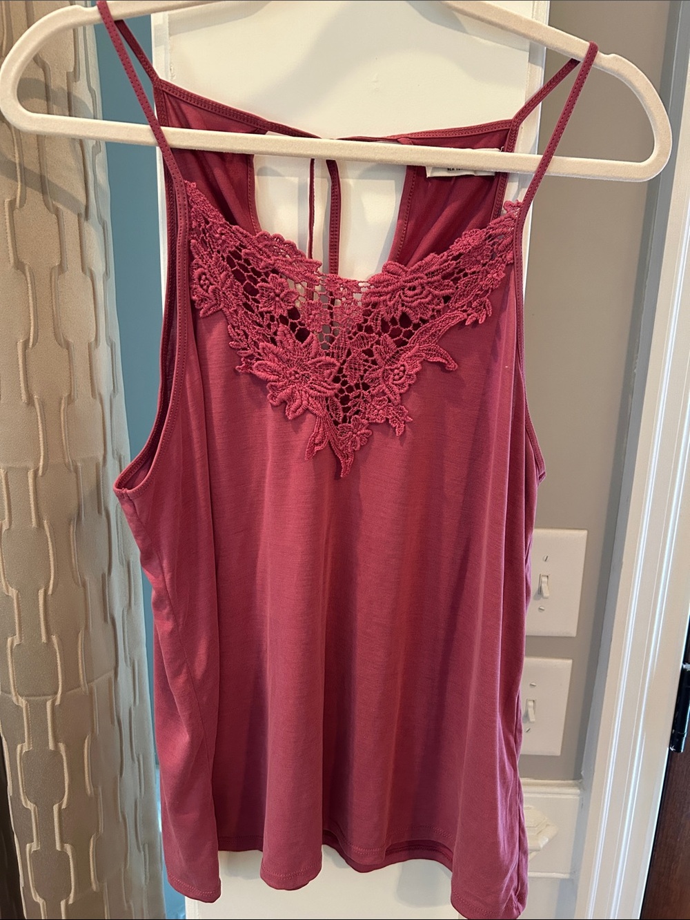 Abercrombie & Fitch Rose Pink Crochet-Trim Tank Top